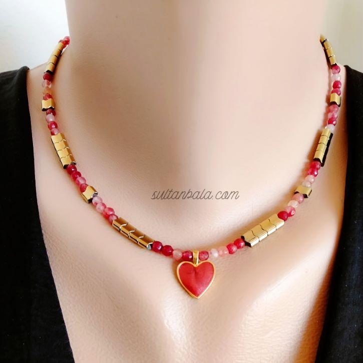 Red Tourmaline and Hematite Nck