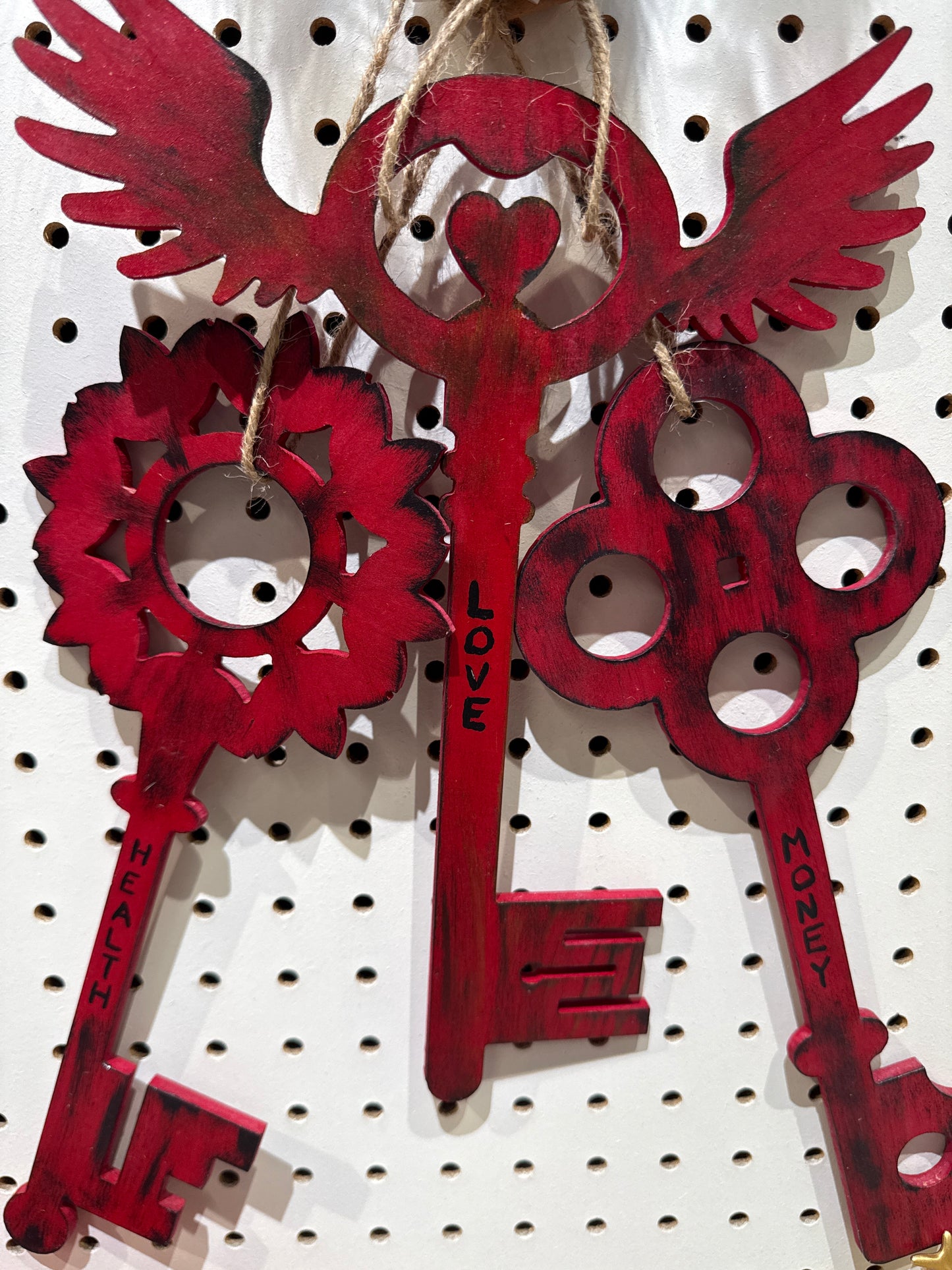 Wooden wings key handmade wall hanger L set