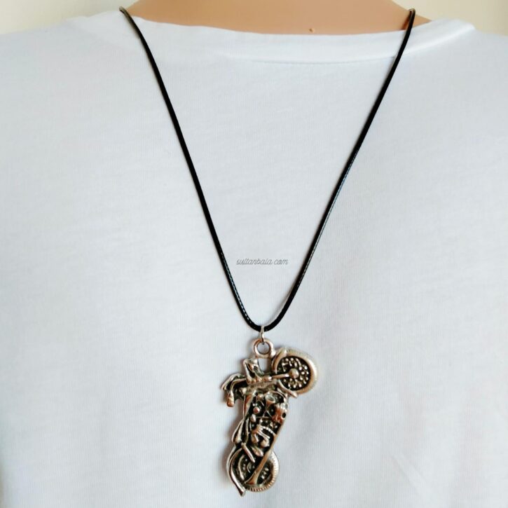 Men's Silver Motorcycle Pendant Necklace