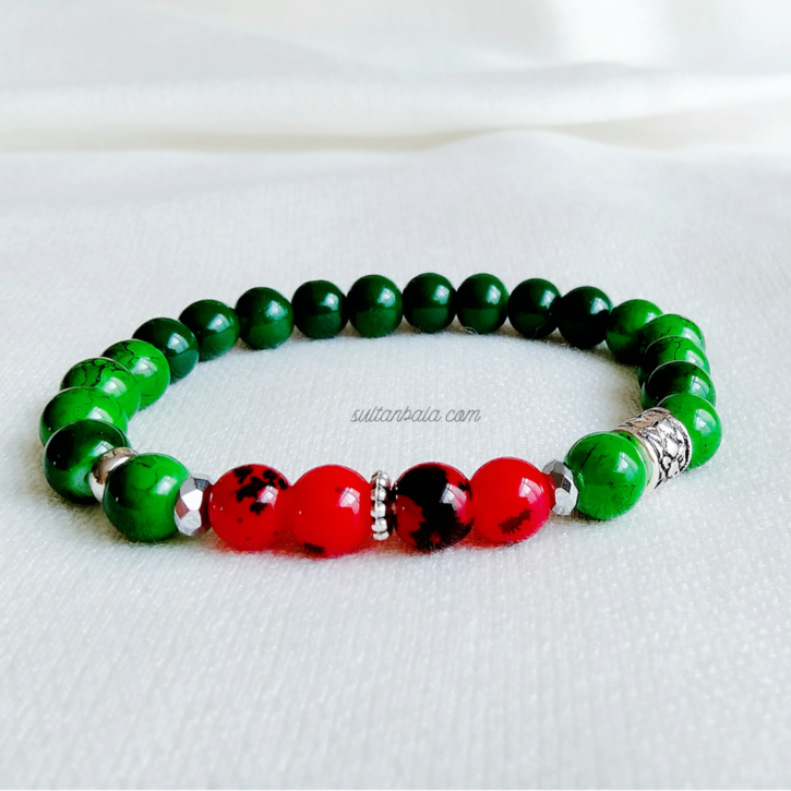Unisex Coral Gemstone Bracelet