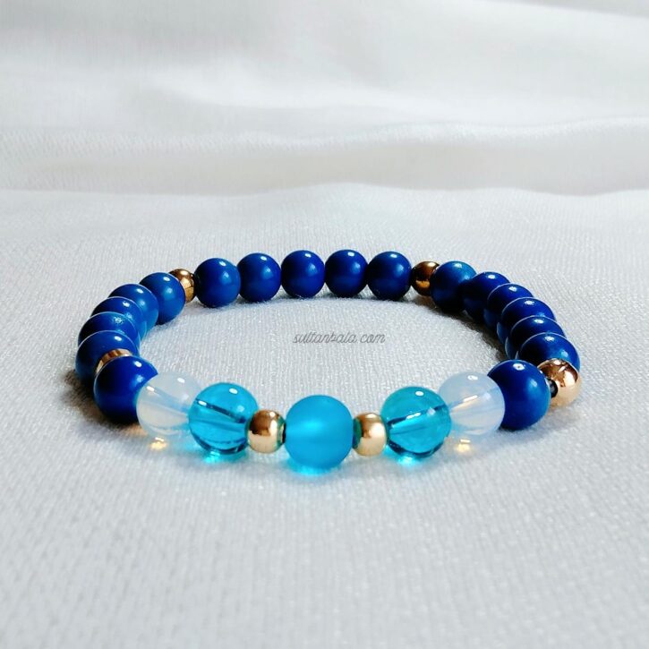 Blue Onyx and Moon Stone Men's Bracelet