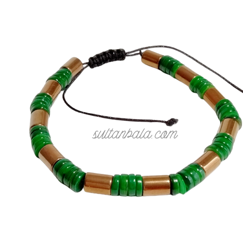 Hematite and Green Mother Of Pearl Bracelet For Men