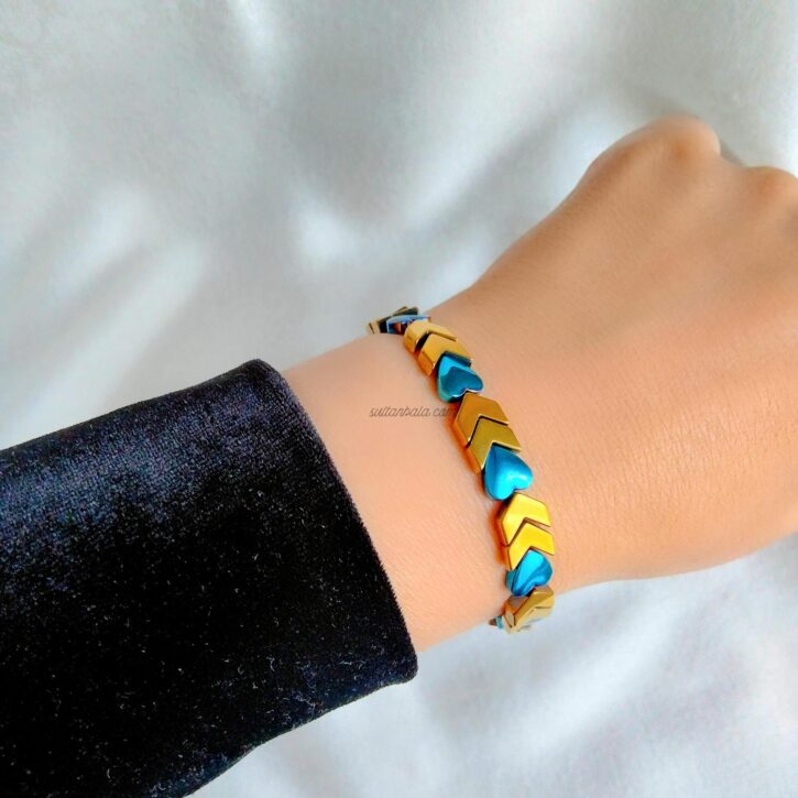 Blue Heart Hematite Bracelet