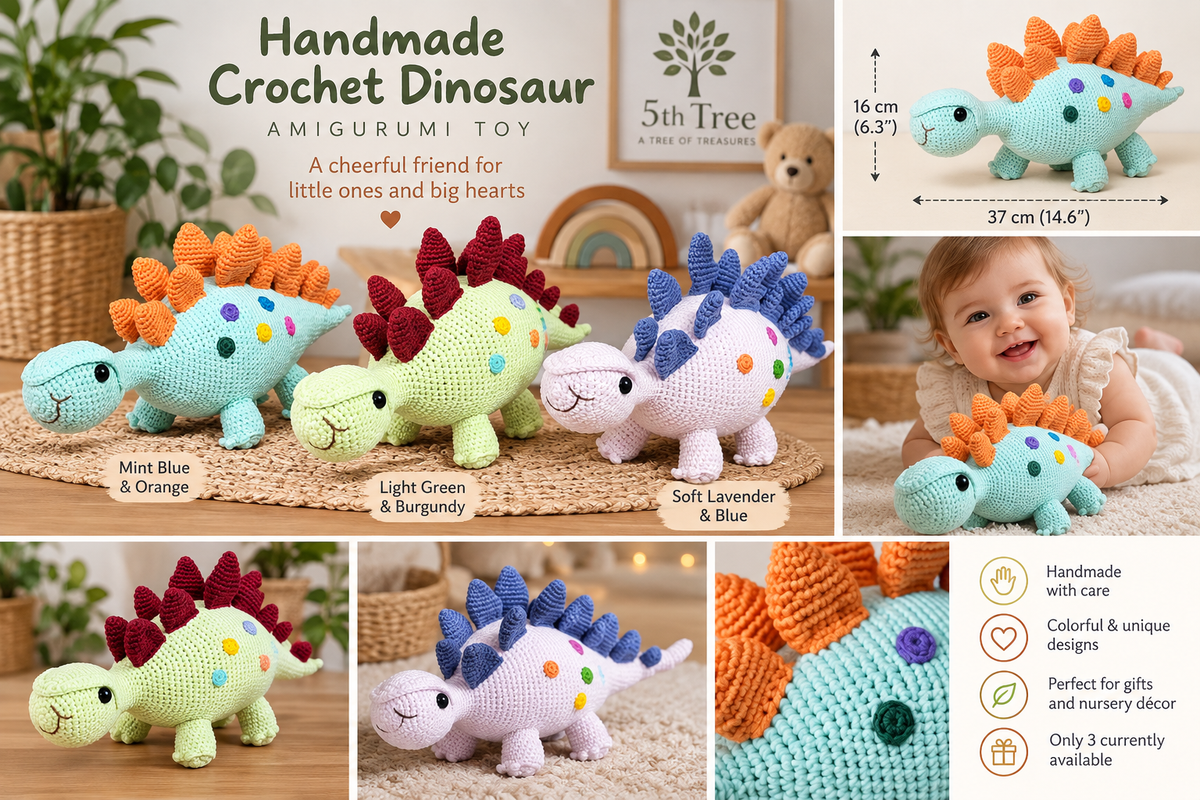 Handmade Crochet Dinosaur – Large Amigurumi Dinosaur Toy – 37 cm