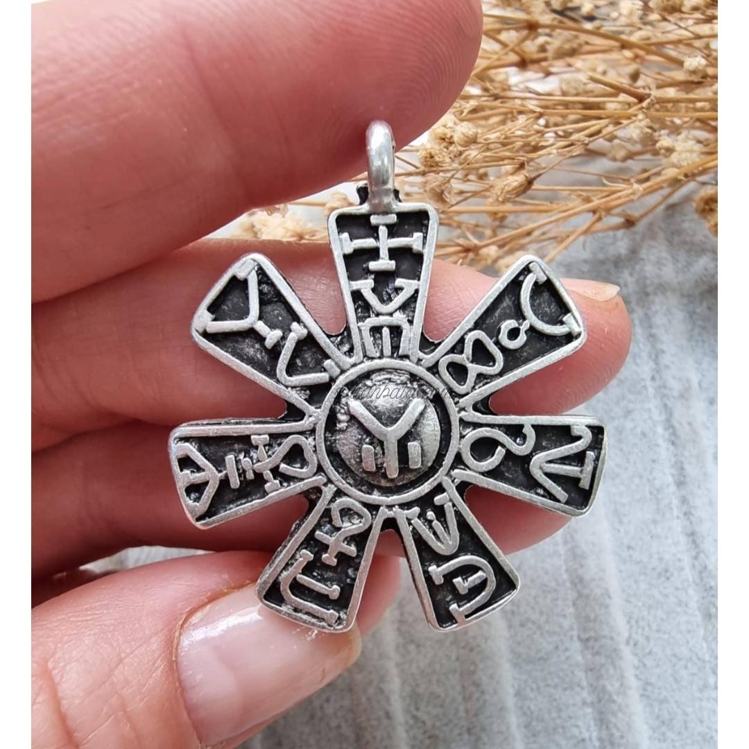 Silver Shaman Pendant Necklace With Black Cord