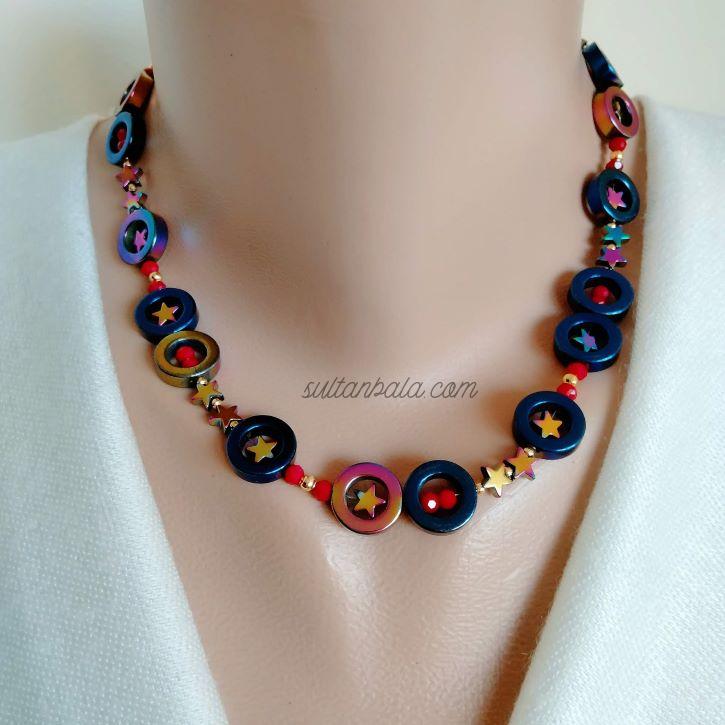 Hematite Jewelry Set, Necklace-Bracelet