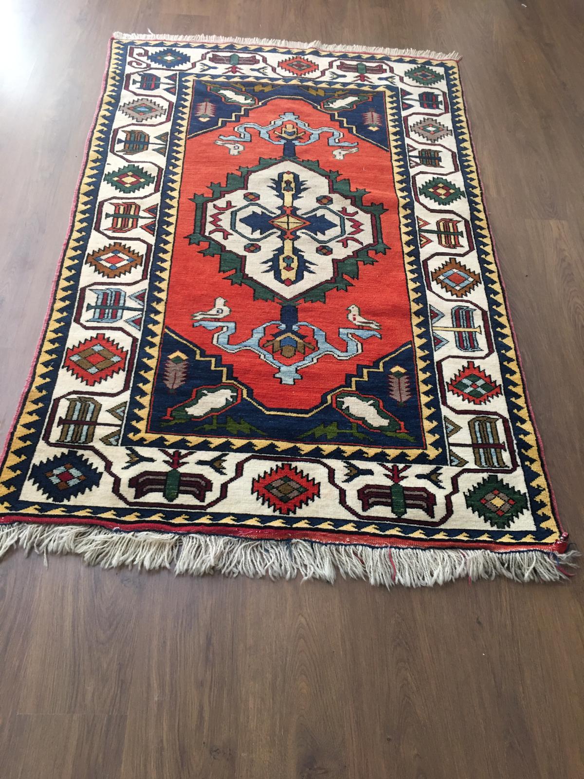 No:05 Vintage Sille Turkish Rug-3.77x7.15 ft