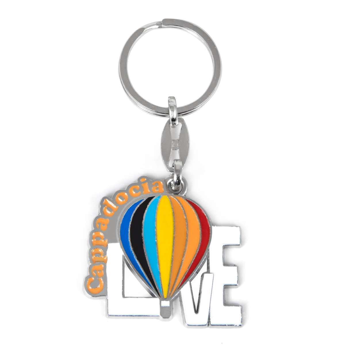 Cappadocia Love Enamel Metal Keychain & Car Charm – Zamak Cast Turkish Souvenir