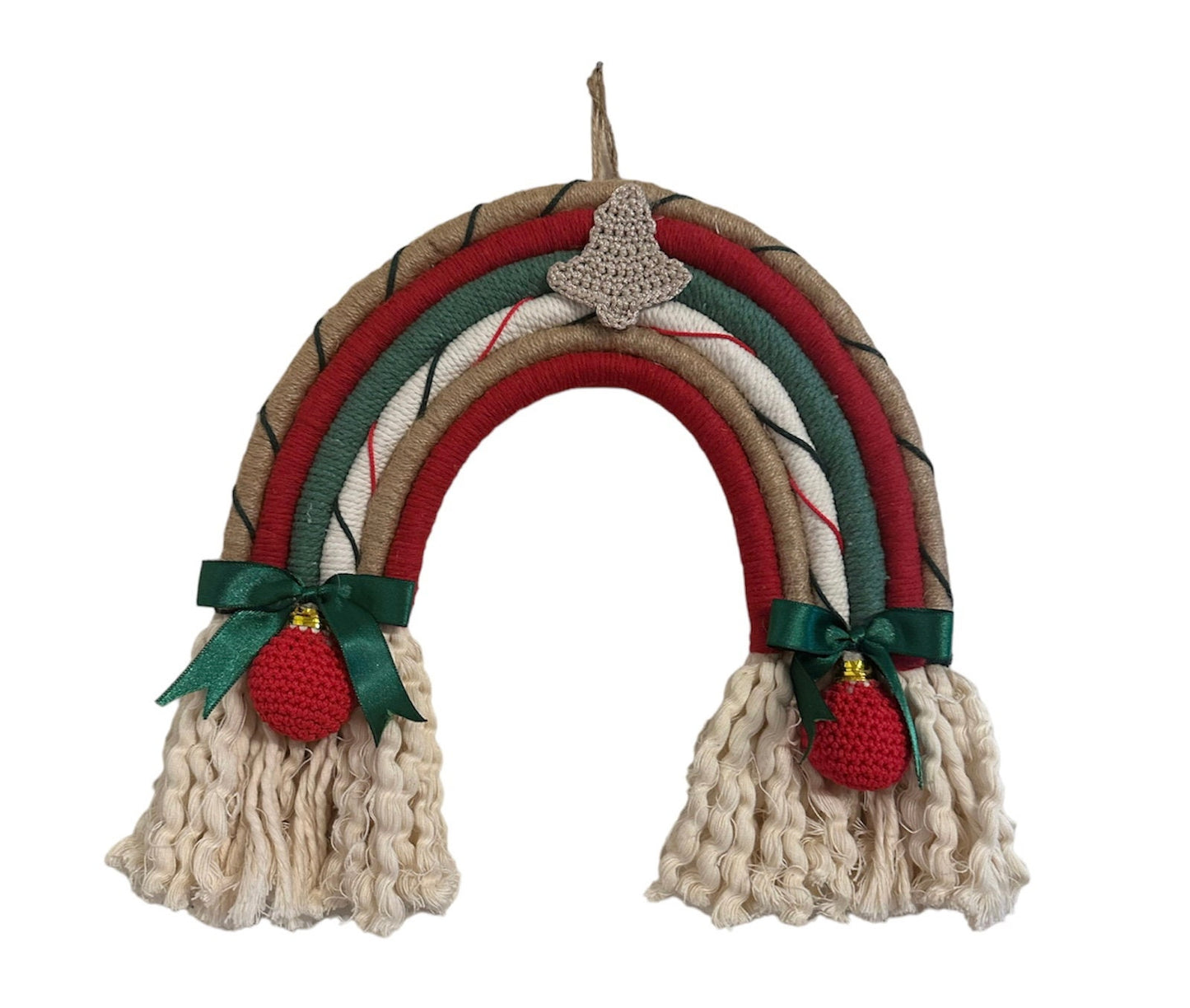 Christmas Macrame Horseshoe Door Decor, Noel and Newyear Decor, Horseshoe macrame Hanging, Christmas Wreath Horseshoe