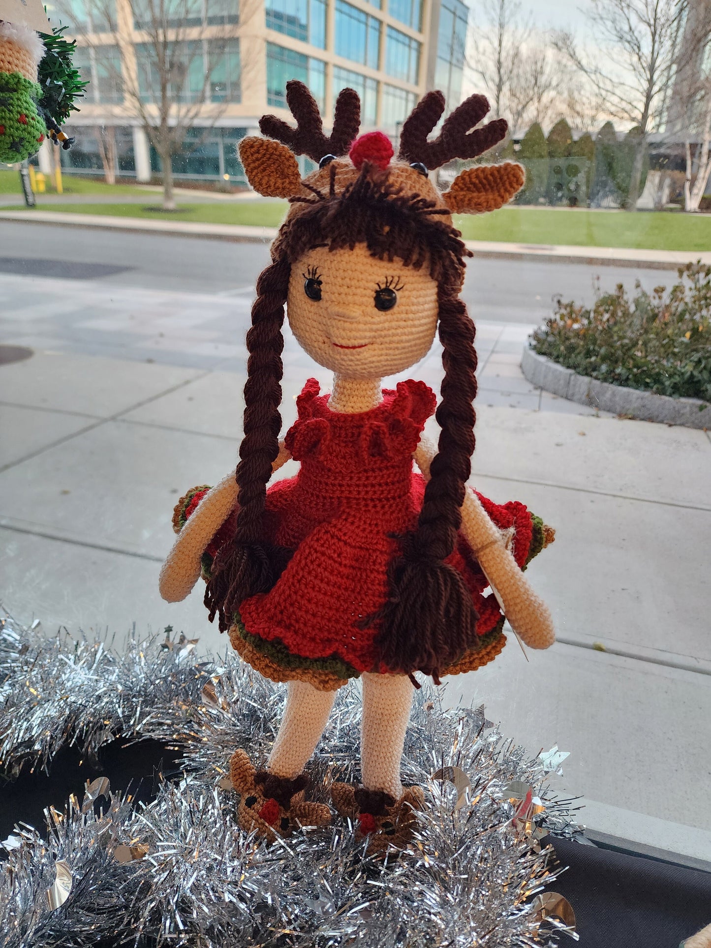 Christmas Amigurumi Girl Reindeer Dress| Reindeer Girl |Christmas Amigurumi | Red Dress Amigurumi Girl Doll