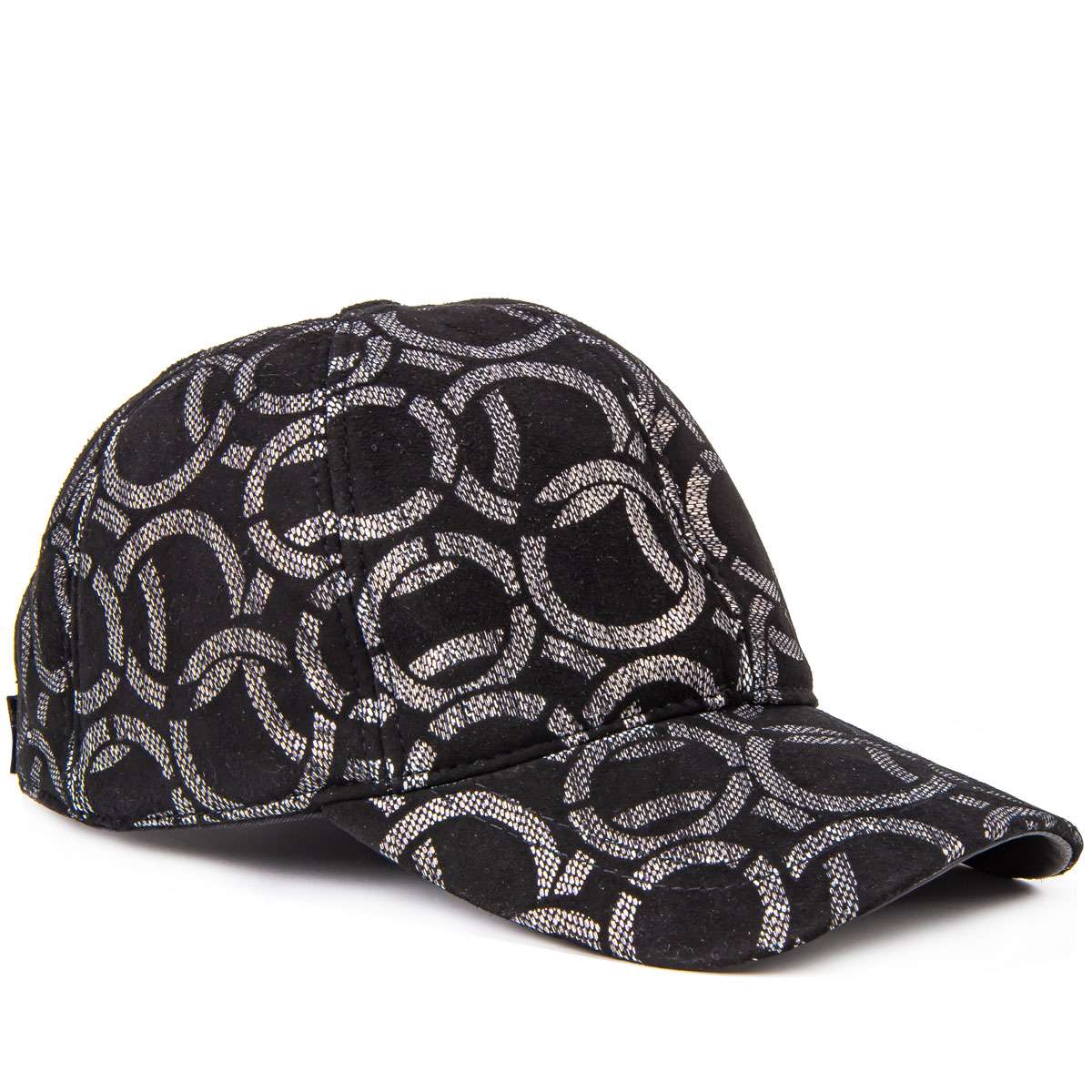 Black Velvet Baseball Cap with Chain Pattern