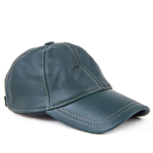 Genuine Leather Baseball Cap – Patchwork Real Leather | Adjustable | Green, Blue, Red