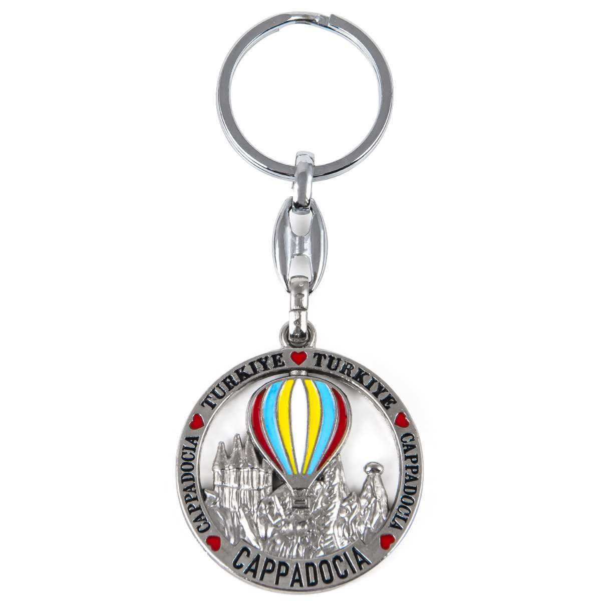 Cappadocia Enamel Metal Keychain & Car Charm – Zamak Cast Turkish Souvenir