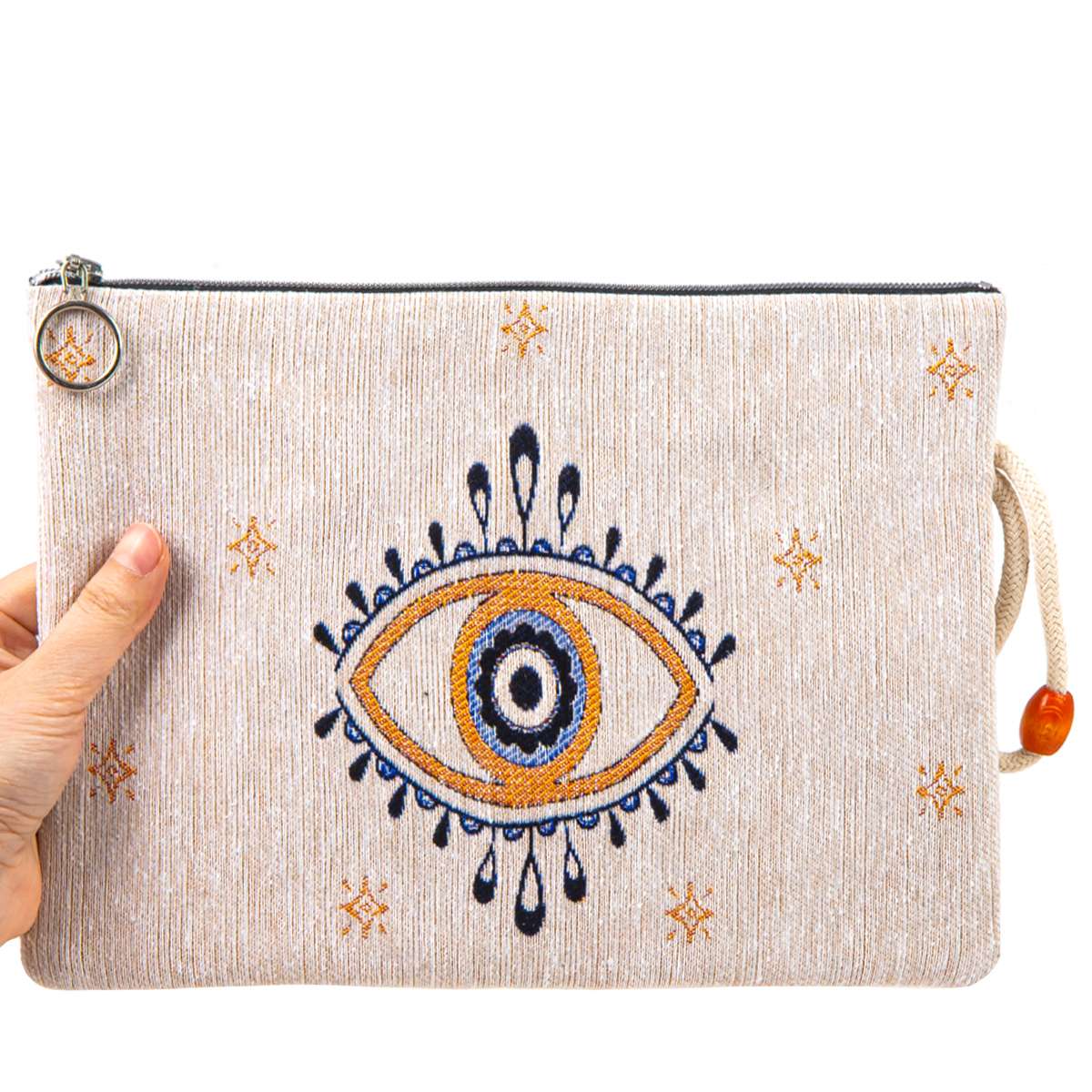 Evil Eye Gobelin Tablet Clutch Bag – Woven Nazar Boncuk Sleeve