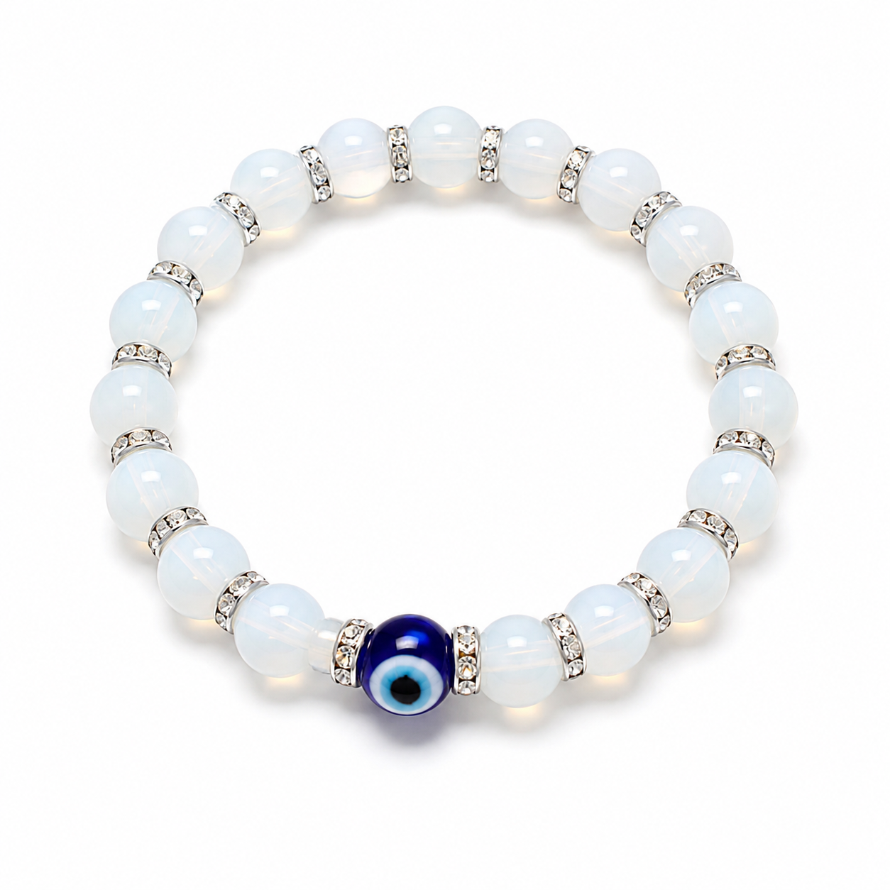 Opalite Evil Eye Beaded Bracelet | Nazar Protection Bracelet