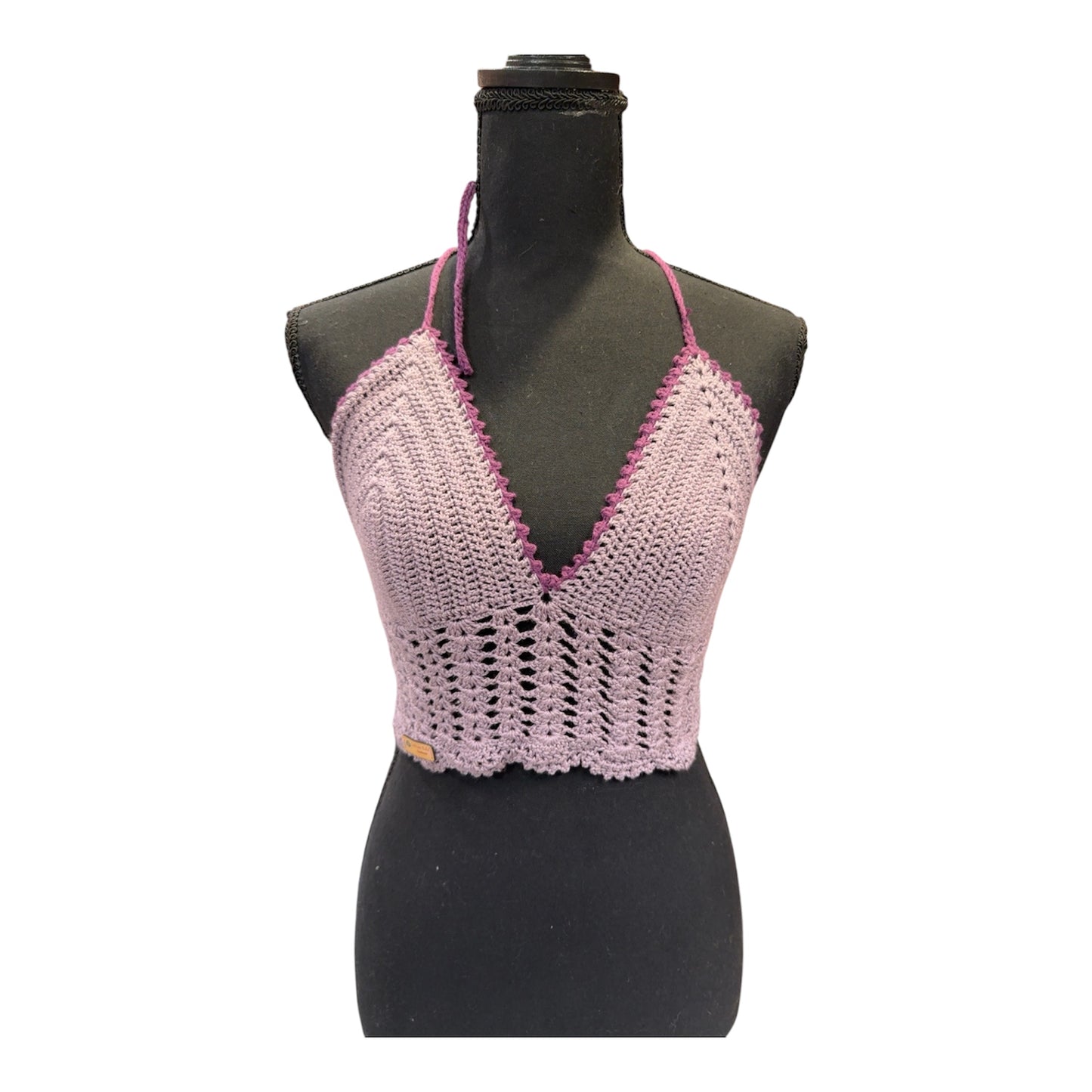 Handmade Crochet Halter Top | Adjustable Lace-Up Back | Boho Summer Crop Top | Beach Festival Top | Handmade Cotton