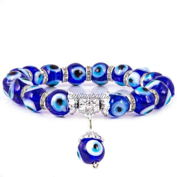 Blue Evil Eye Beaded Bracelet 10 mm