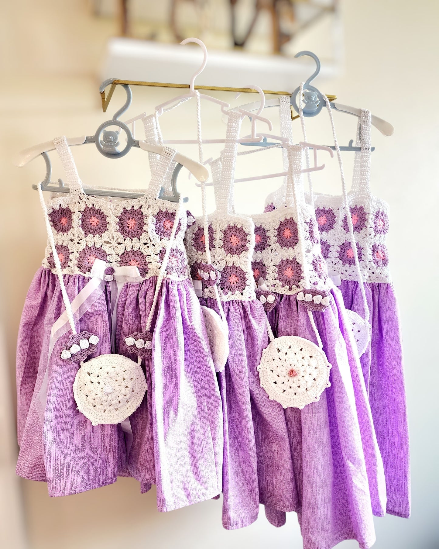 Lavender Crochet Baby Dress | Granny Square Baby Outfit