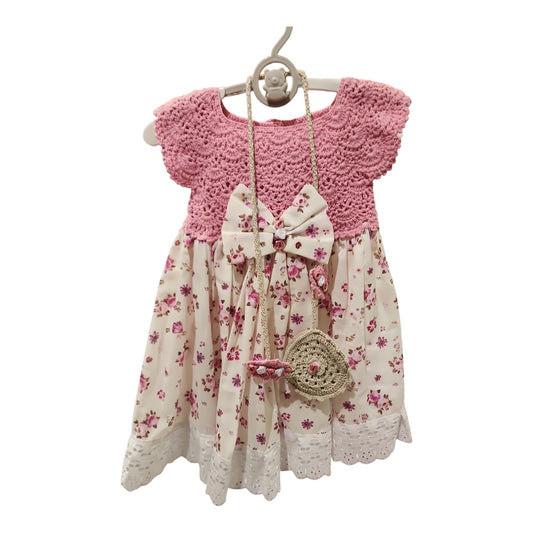 Garden Floral  Dress with Eyelet Lace