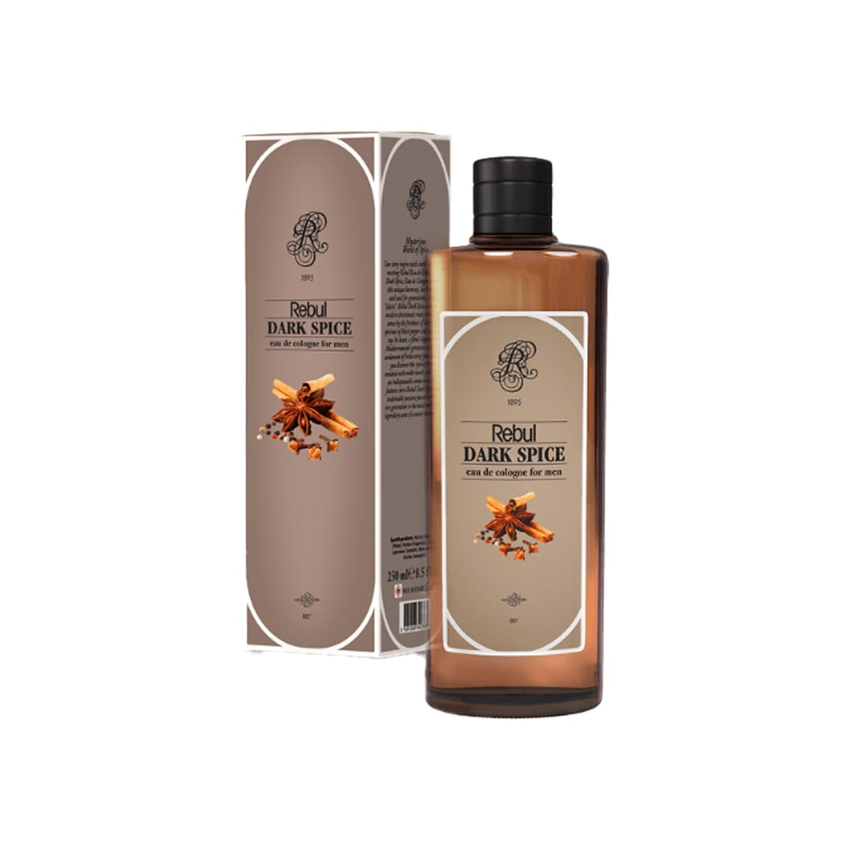 Rebul Kolonya Dark Spice 250ml, Rebul JCR Rebul Dark Spice Cologne for Men 250 ml (8.45floz)