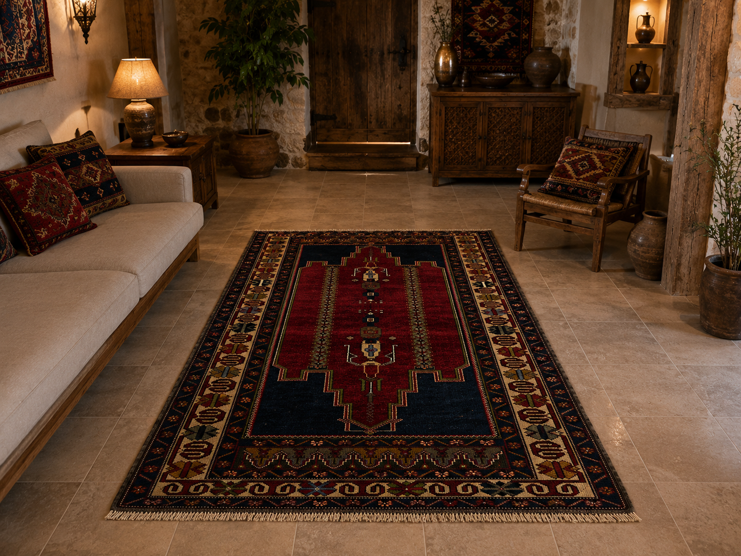 NO:15 Vintage Nigde Yoruk Rug- 5.69x8.07 ft