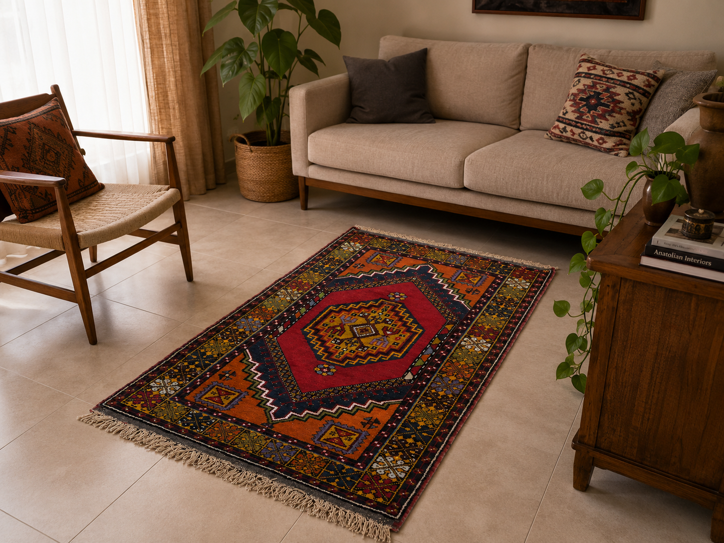 No: 19 Vintage Niğde Turkish Rug-3.67x6.89 ft