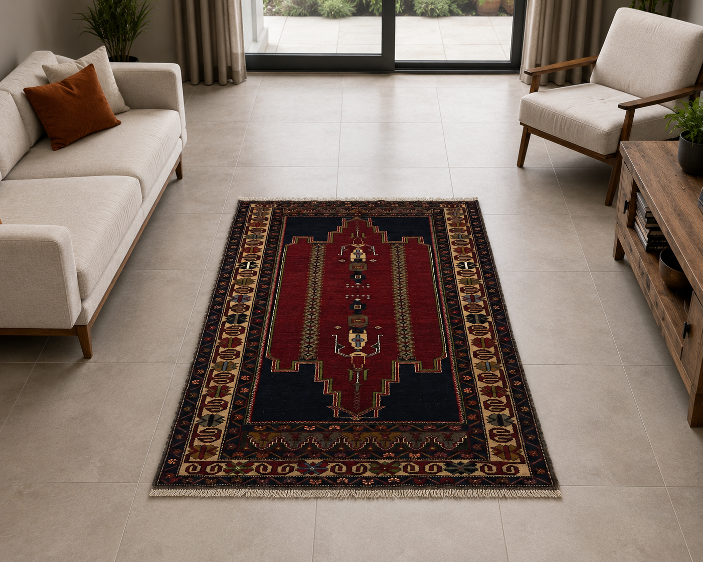 NO:15 Vintage Nigde Yoruk Rug- 5.69x8.07 ft