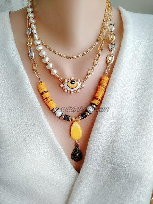 EvilEye Mother of Pearl GS Necklace