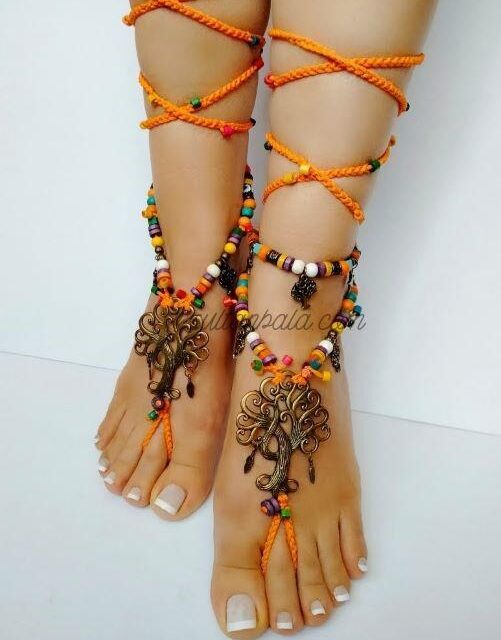 Barefoot Orange Sandals and Anklets