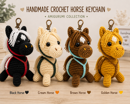 Handmade Crochet Horse Keychain | Amigurumi Horse Charm | Cute Bag Charm | Horse Lover Gift | Mini Plush Toy | Handmade Gift