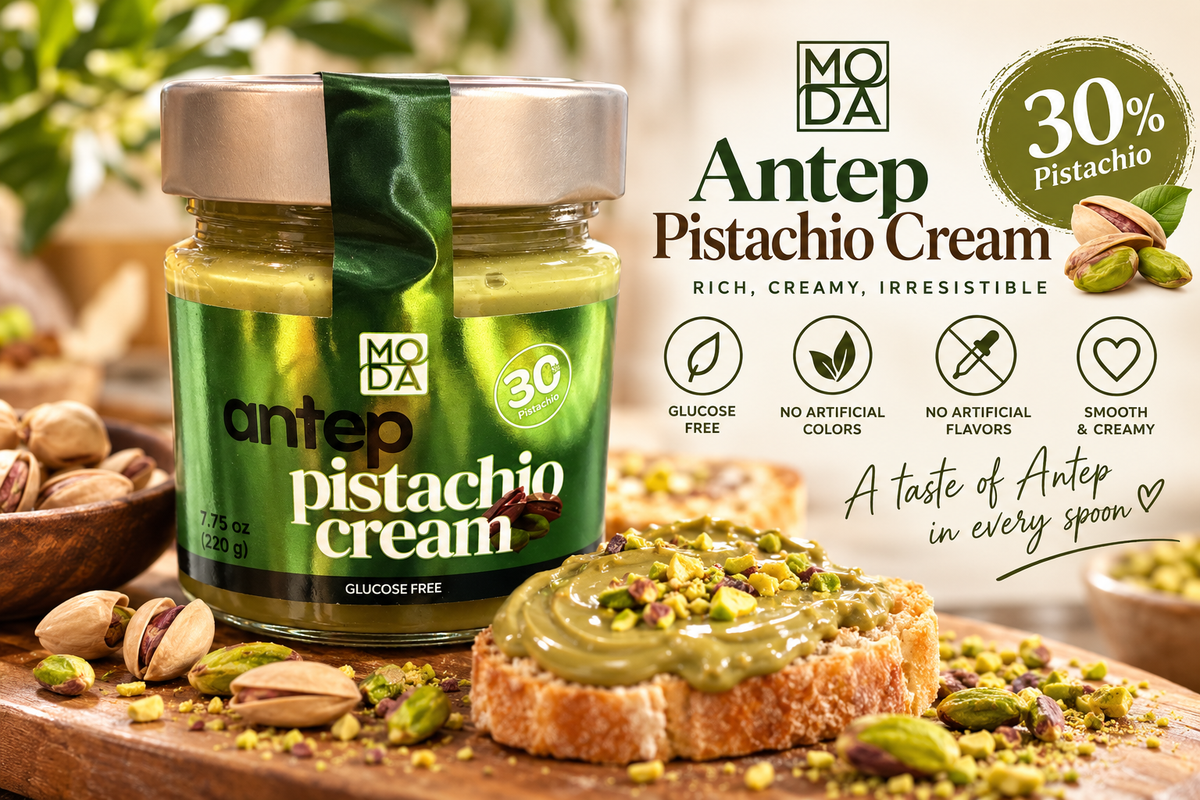 MODA Antep Pistachio Cream – 30% Pistachio – 7.75 oz (220 g)