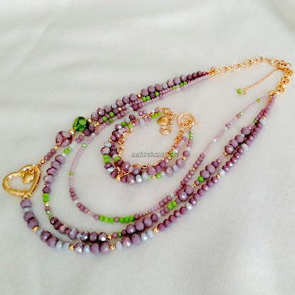 Unique Design 24k Gold-Plated charm 3 pcs Necklace and Bracelet
