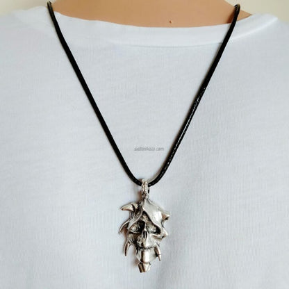 Silver Pendant Necklace With Black Cord