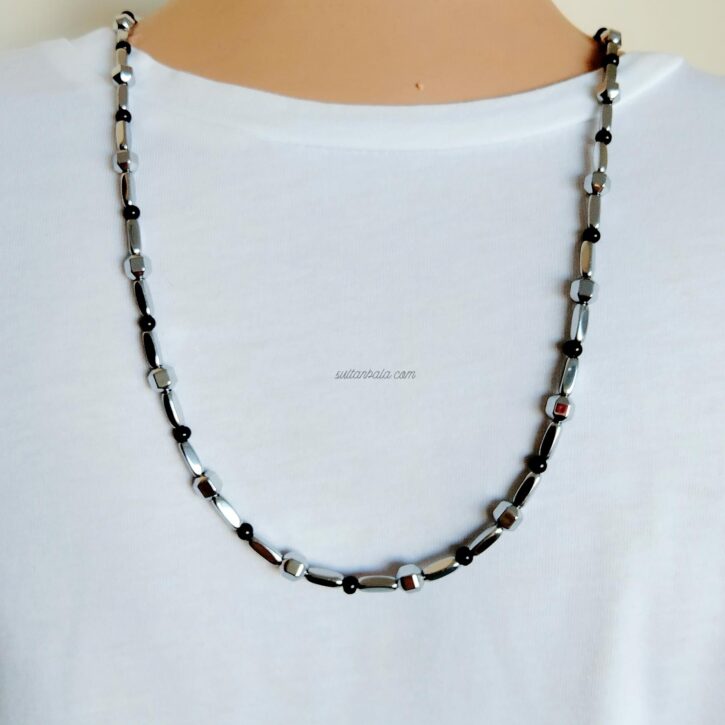 Black and Silver Hematite Unisex Necklace