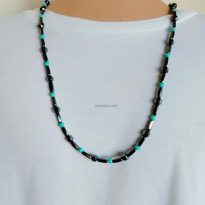 Turquoise and Hematite Unisex Necklace