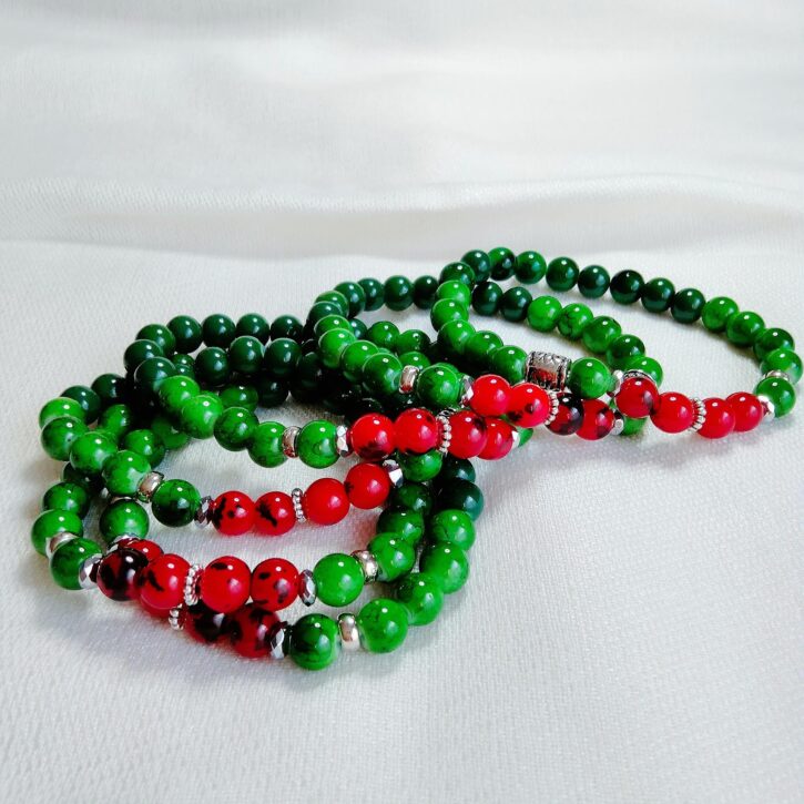 Unisex Coral Gemstone Bracelet