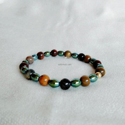 Tiger Eye and Green Hematite Unisex Bracelet