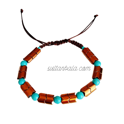 Turquoise and Bronze Hematite Bracelet For Men