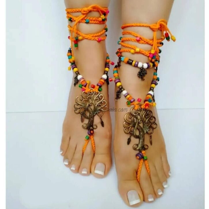 Barefoot Orange Sandals and Anklets