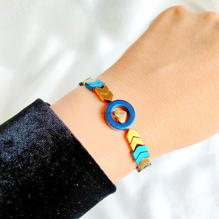Blue Hematite Bracelet with hearth