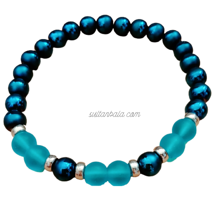 Blue Onix and Blue Hematite Men Bracelet
