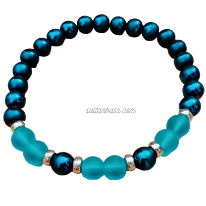 Blue Onix and Blue Hematite Men Bracelet