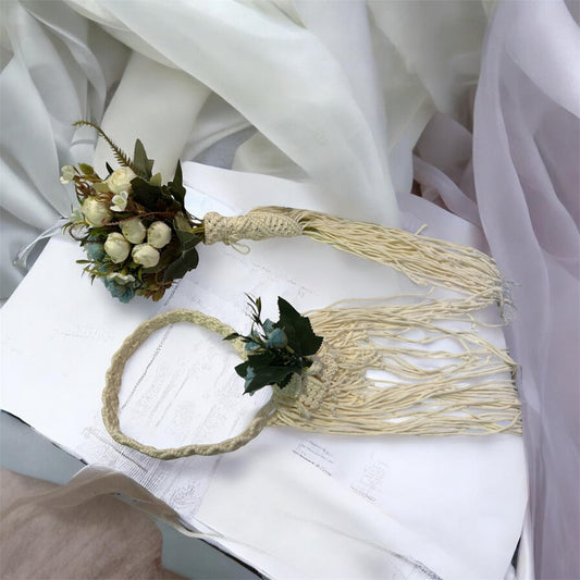 Boho Bridal Bouquet & Macramé Floral Crown Set