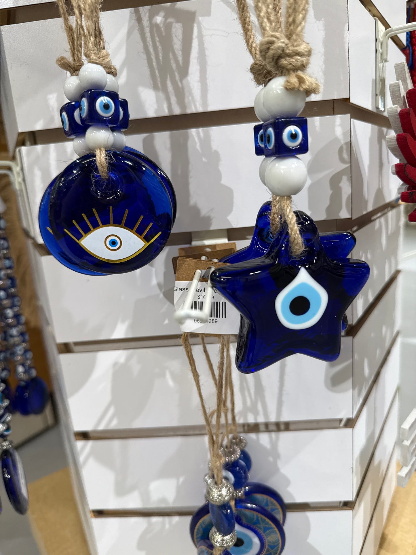 Glass 2 evil eye hanger