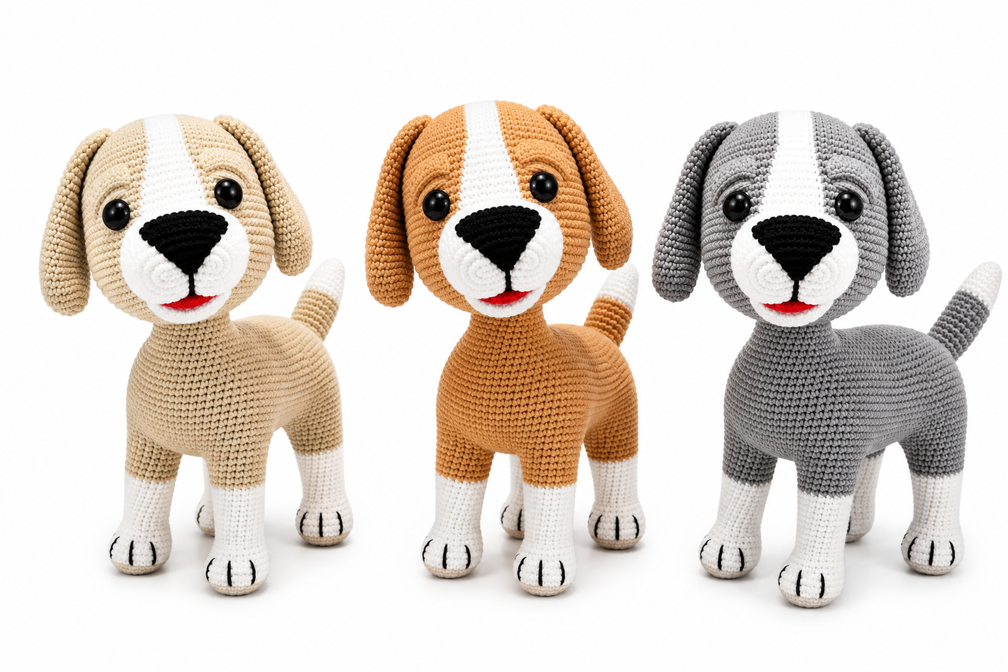 Handmade Crochet Puppy Dog – 13” Amigurumi Stuffed Animal – 3 Colors