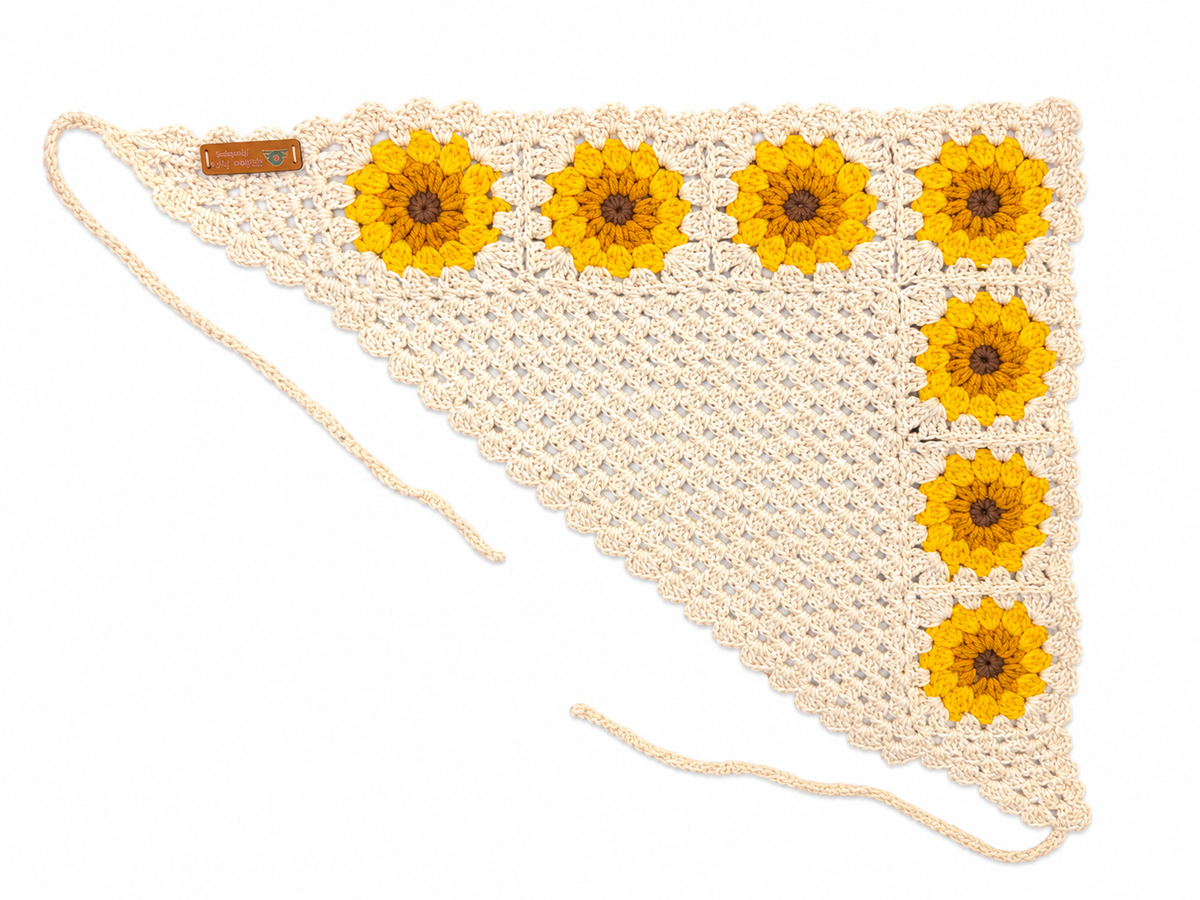 Handmade Crochet Granny Bandana | Boho Head Scarf | Festival Hair Wrap