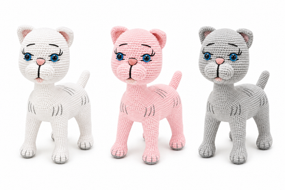 Handmade Crochet Cat – 12” Amigurumi Stuffed Animal | 3 Colors