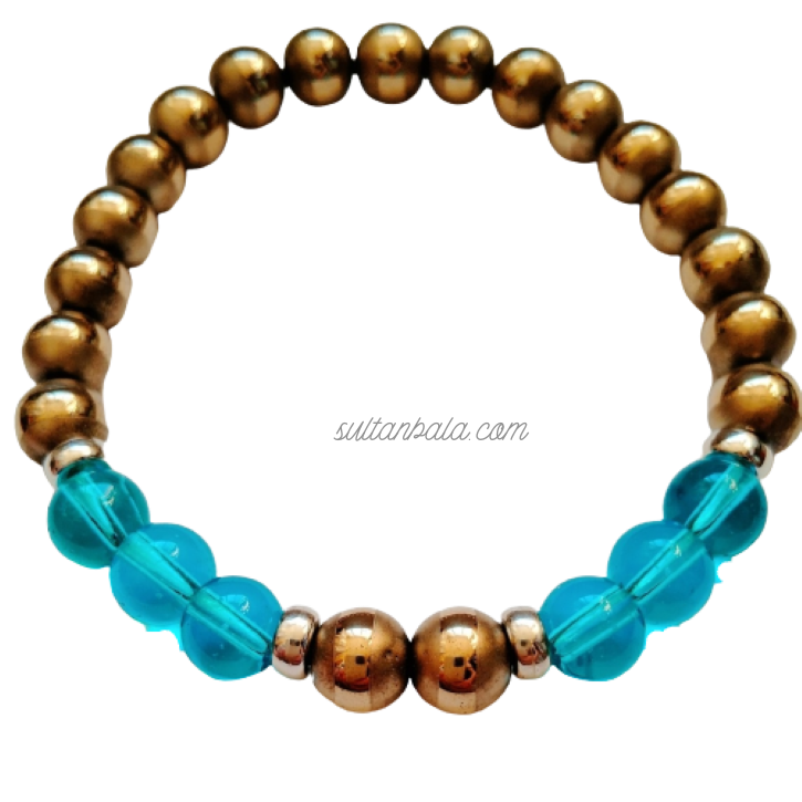 Blue Onix and Gold Hematite Bracelet