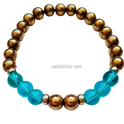 Blue Onix and Gold Hematite Bracelet