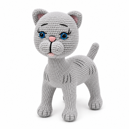 Handmade Crochet Cat – 12” Amigurumi Stuffed Animal | 3 Colors